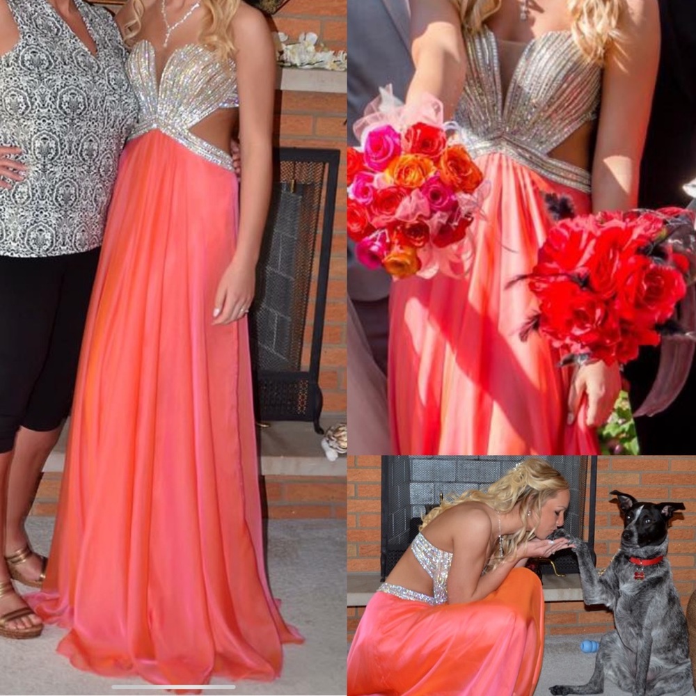 Prom / formal full length dress size 2, fits 2-4, with added clasp to fit 0-2 :)